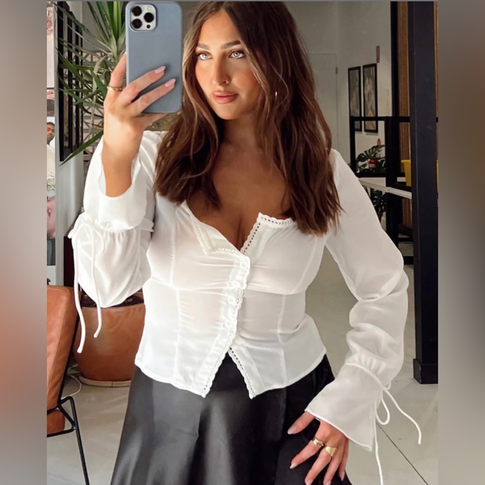 Princess Polly Carila Lace Voile Sheer Top